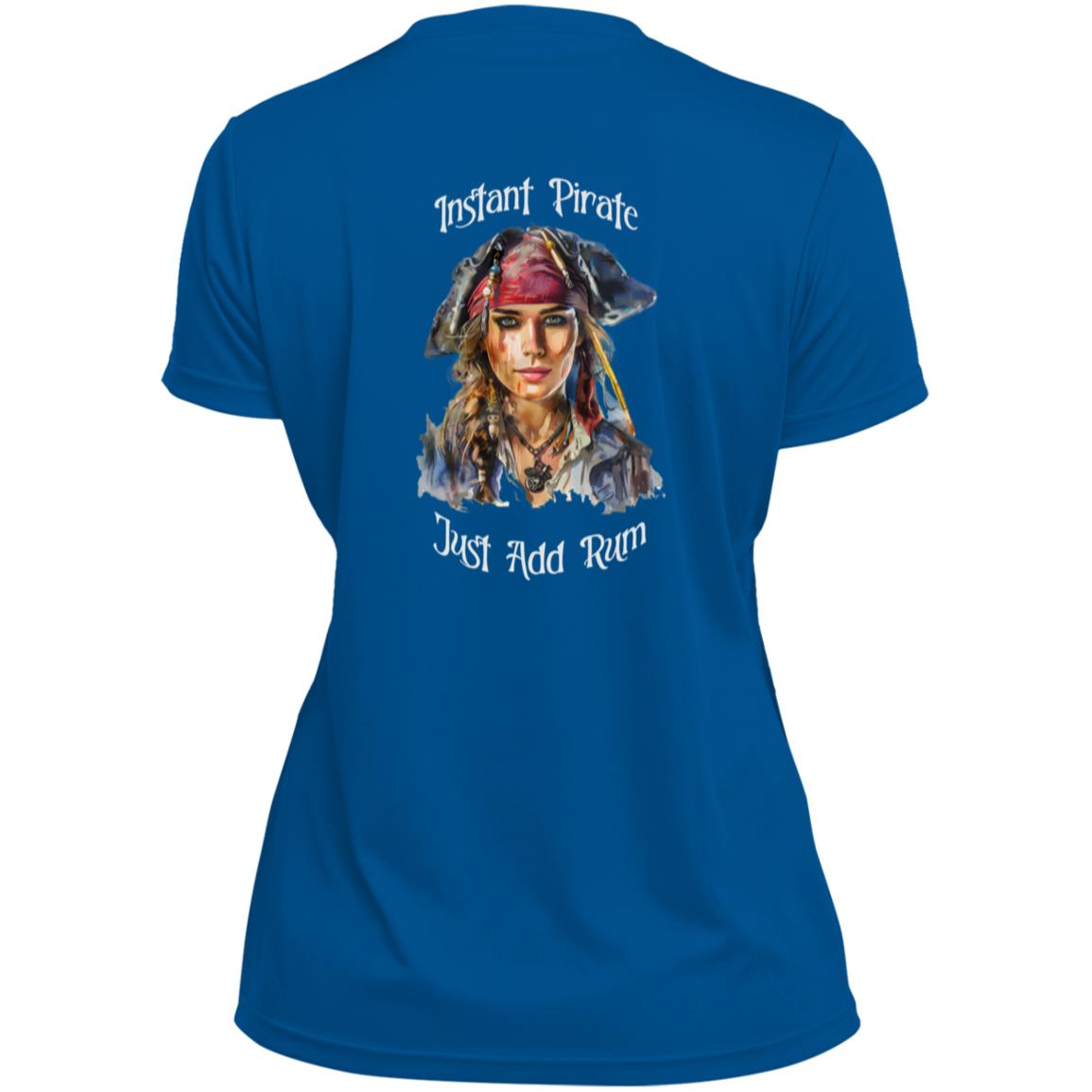 Ladies' Instant Pirate/Logo Moisture-Wicking V-Neck Tee