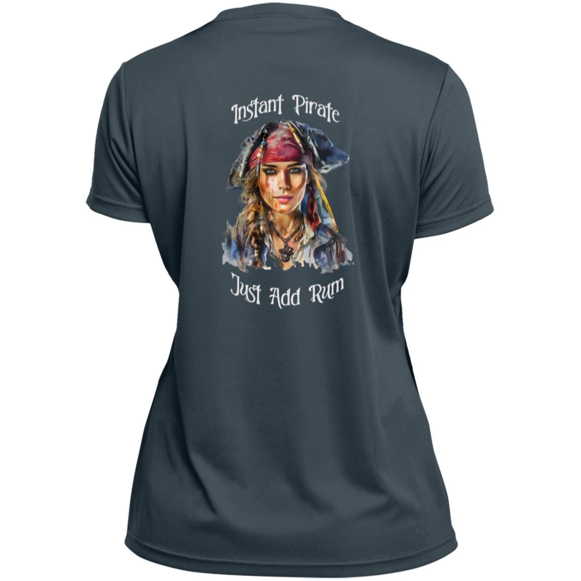Ladies' Instant Pirate/Logo Moisture-Wicking V-Neck Tee