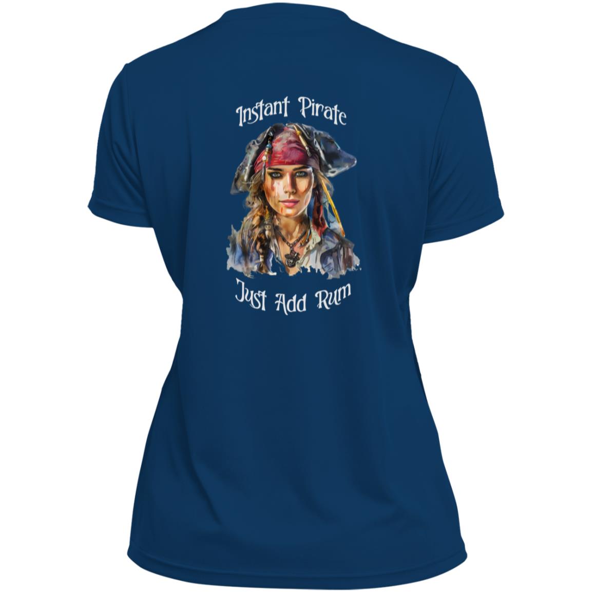 Ladies' Instant Pirate/Logo Moisture-Wicking V-Neck Tee