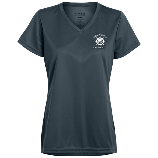 Ladies' Instant Pirate/Logo Moisture-Wicking V-Neck Tee